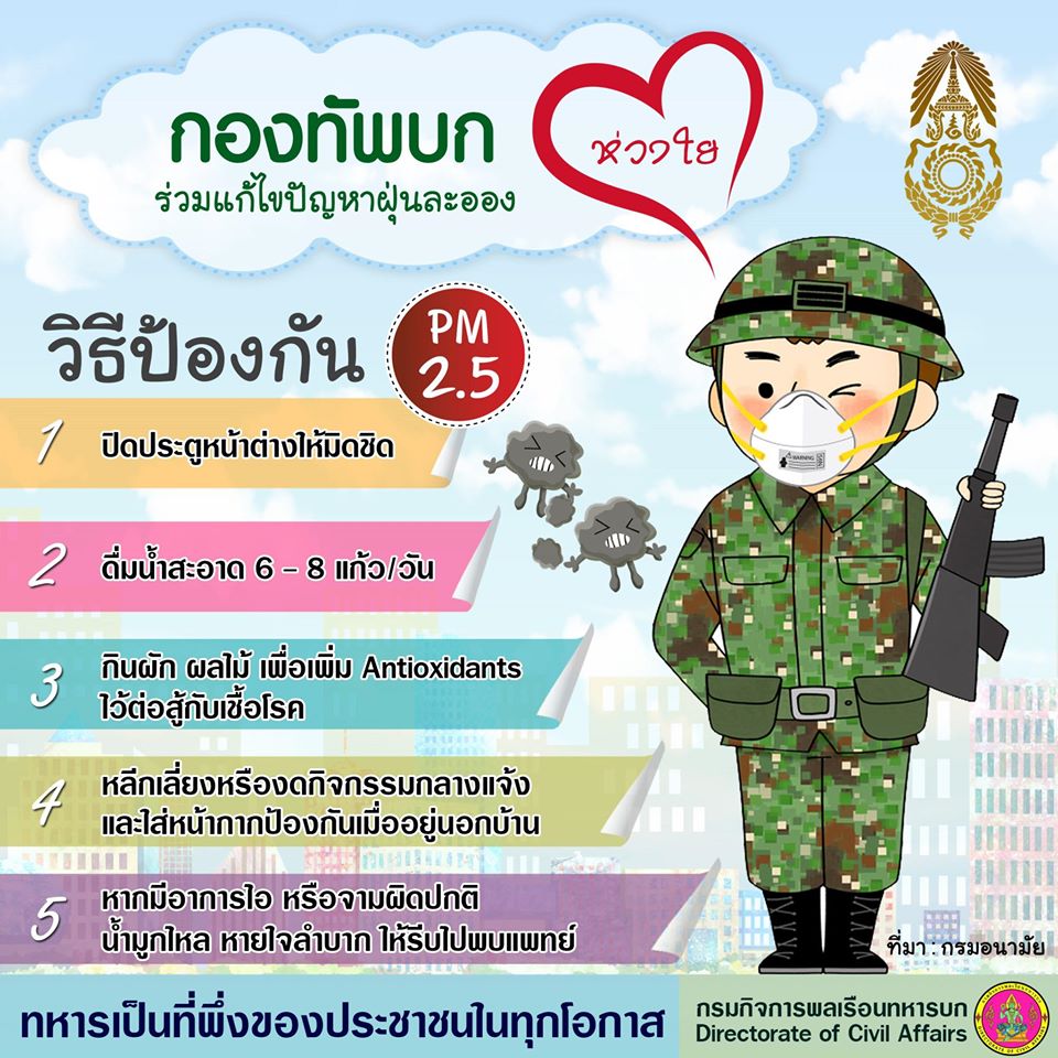 “กองทัพบก..ห่วงใย” ร่วมแก้ไขปัญหาฝุ่นละออง PM 2.5